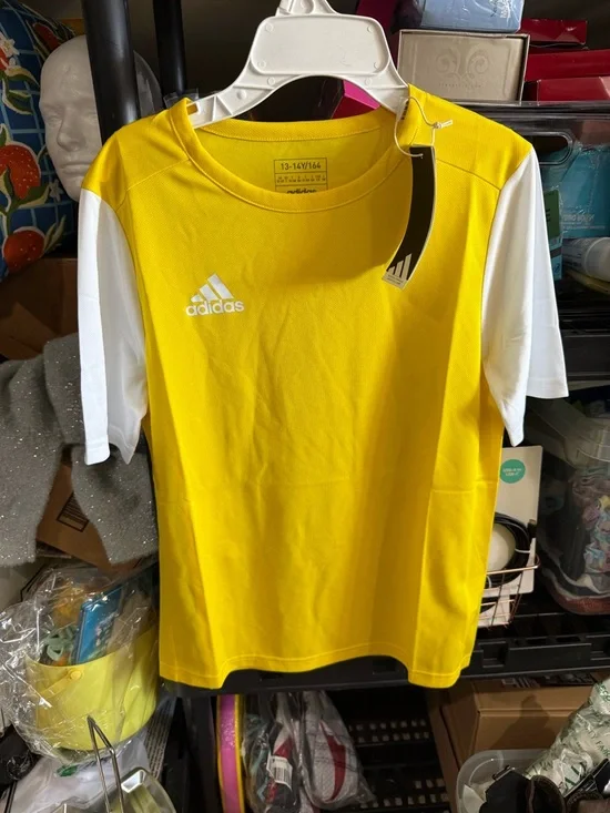 Adidas Yellow & White Athletic Jersey. Youth Large. Set of 9 - Picture 2 of 4
